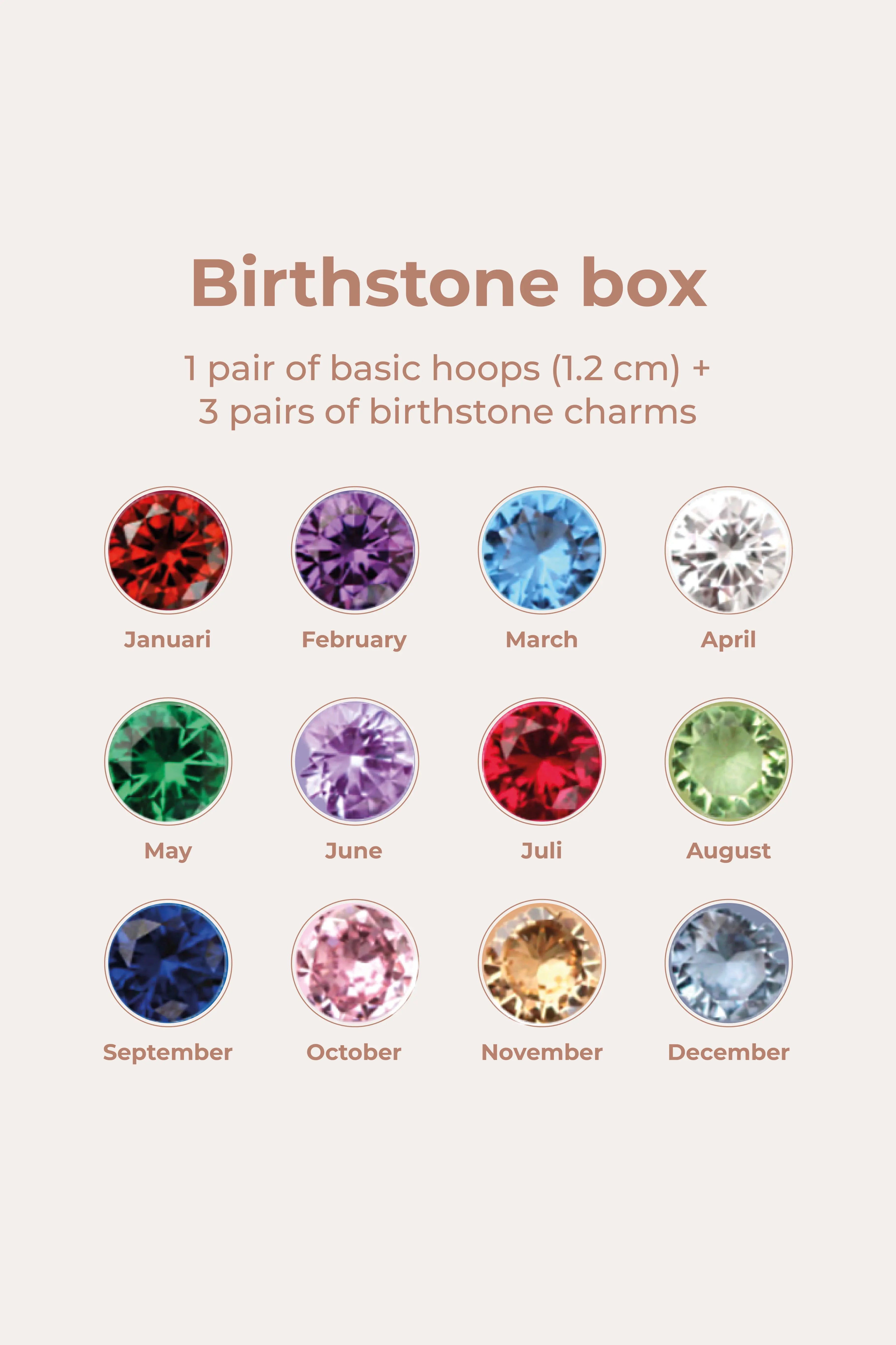 Birthstonebox - Earrings – Set – Stainless Steel