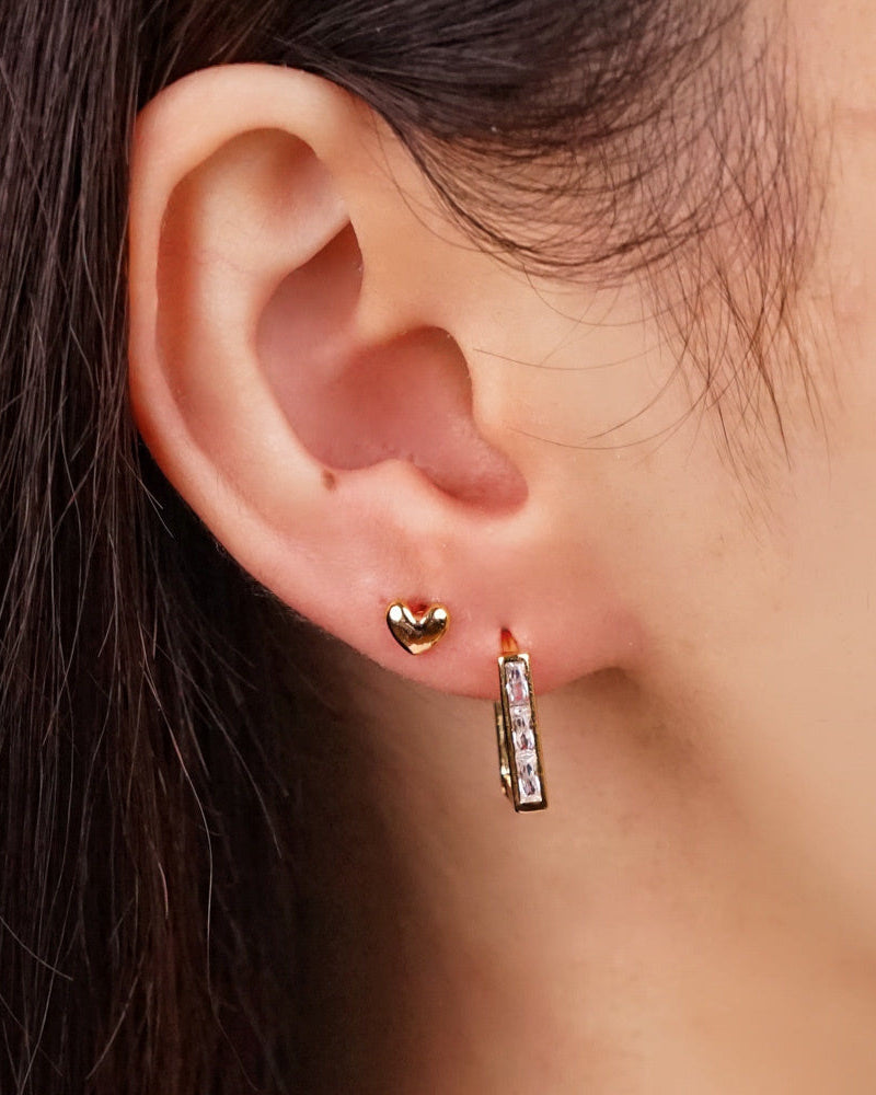 Solid Heart - Clou - Boucles d'oreilles - Acier inoxydable