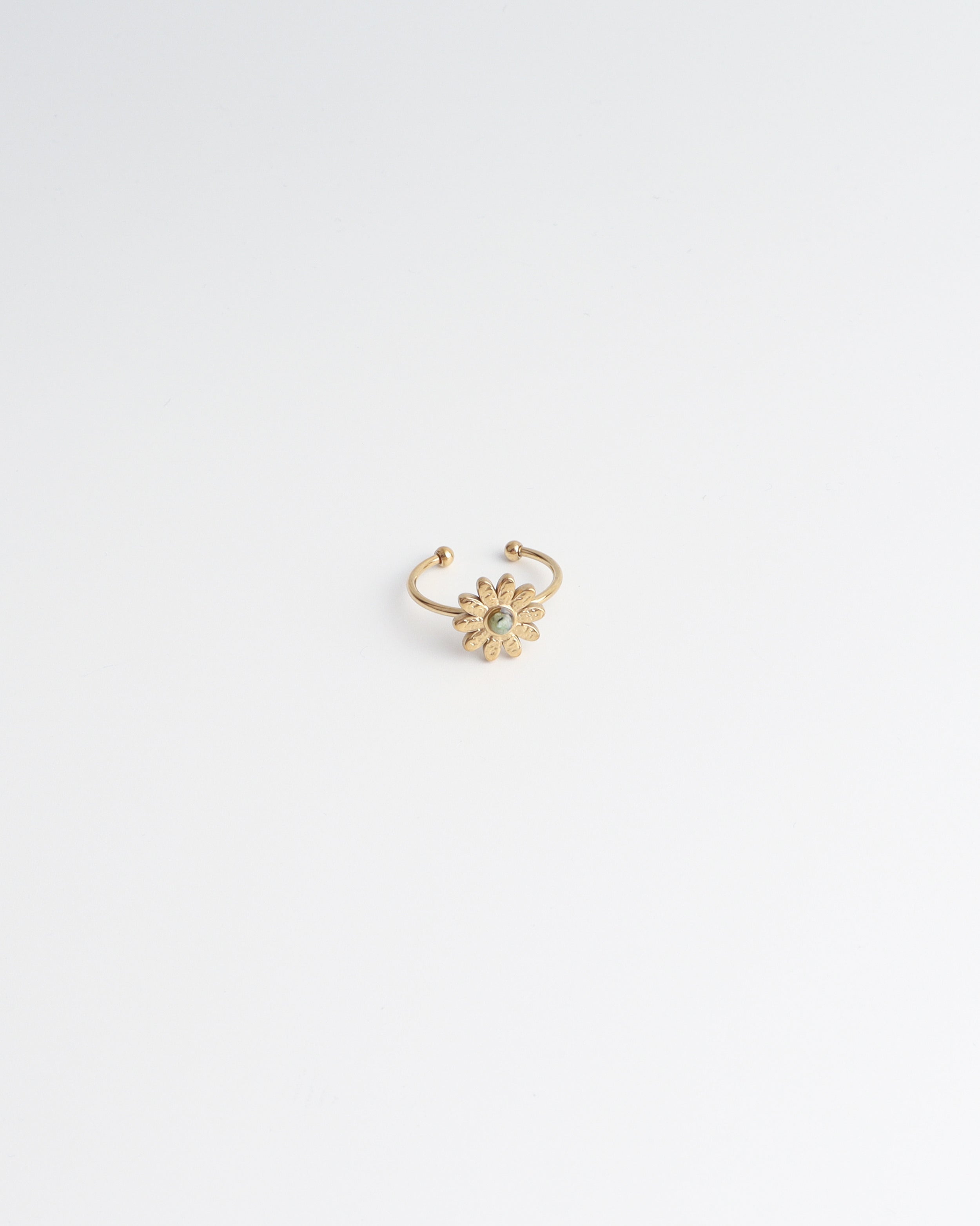 Daisy - Ring - Natural Stone - Stainless Steel - Adjustable