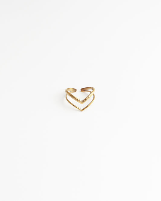 Double Wave - Ring - Edelstahl - verstellbar