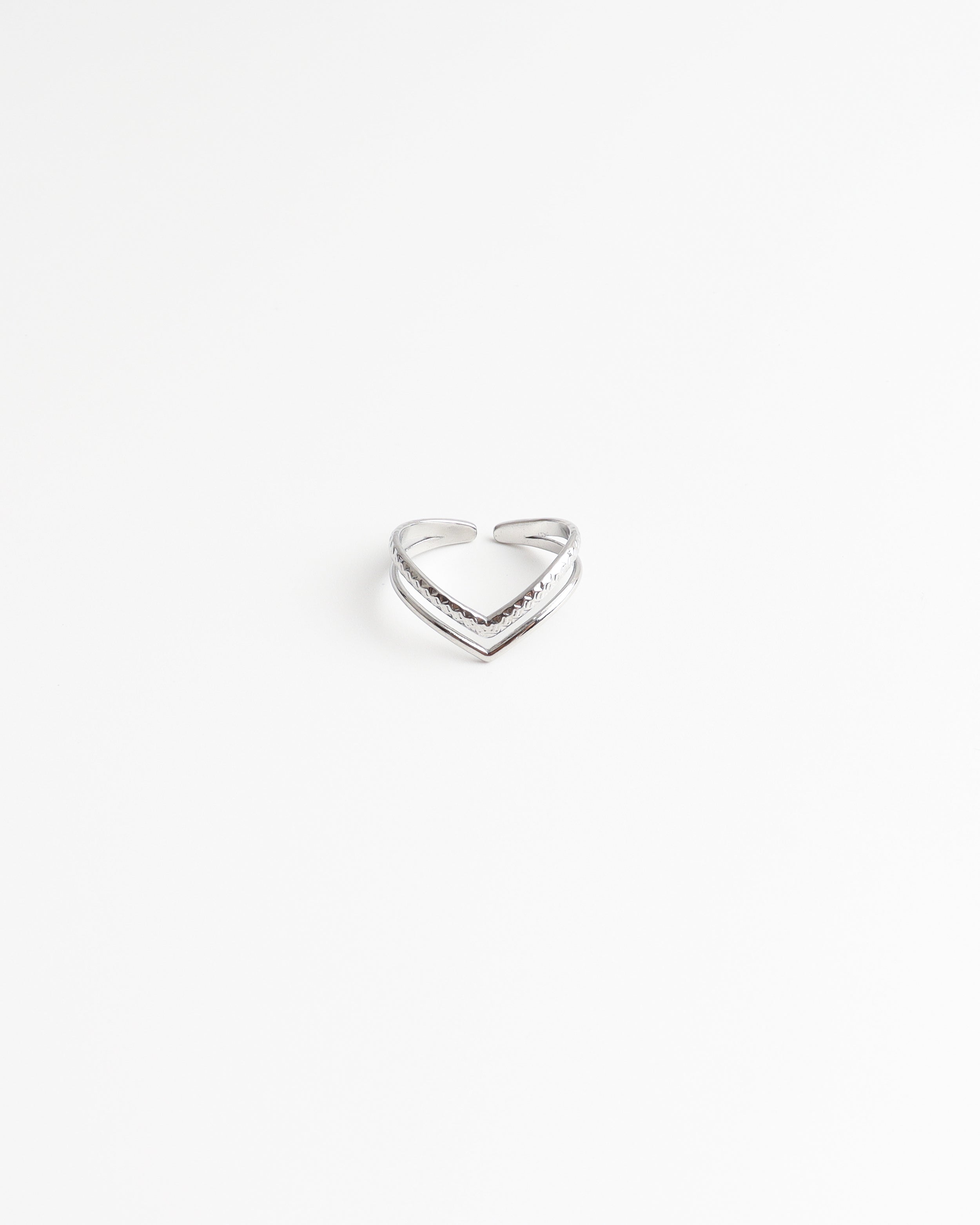 Double Wave - Ring - Stainless Steel - Adjustable