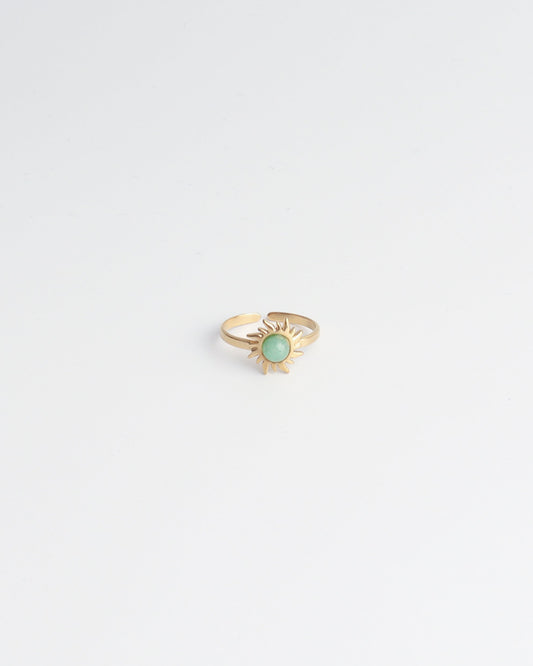 Girasol - Anillo - Acero inoxidable - Ajustable - Piedra natural