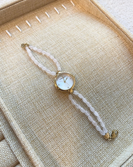 Rose - Uhr – Naturstein - Edelstahl