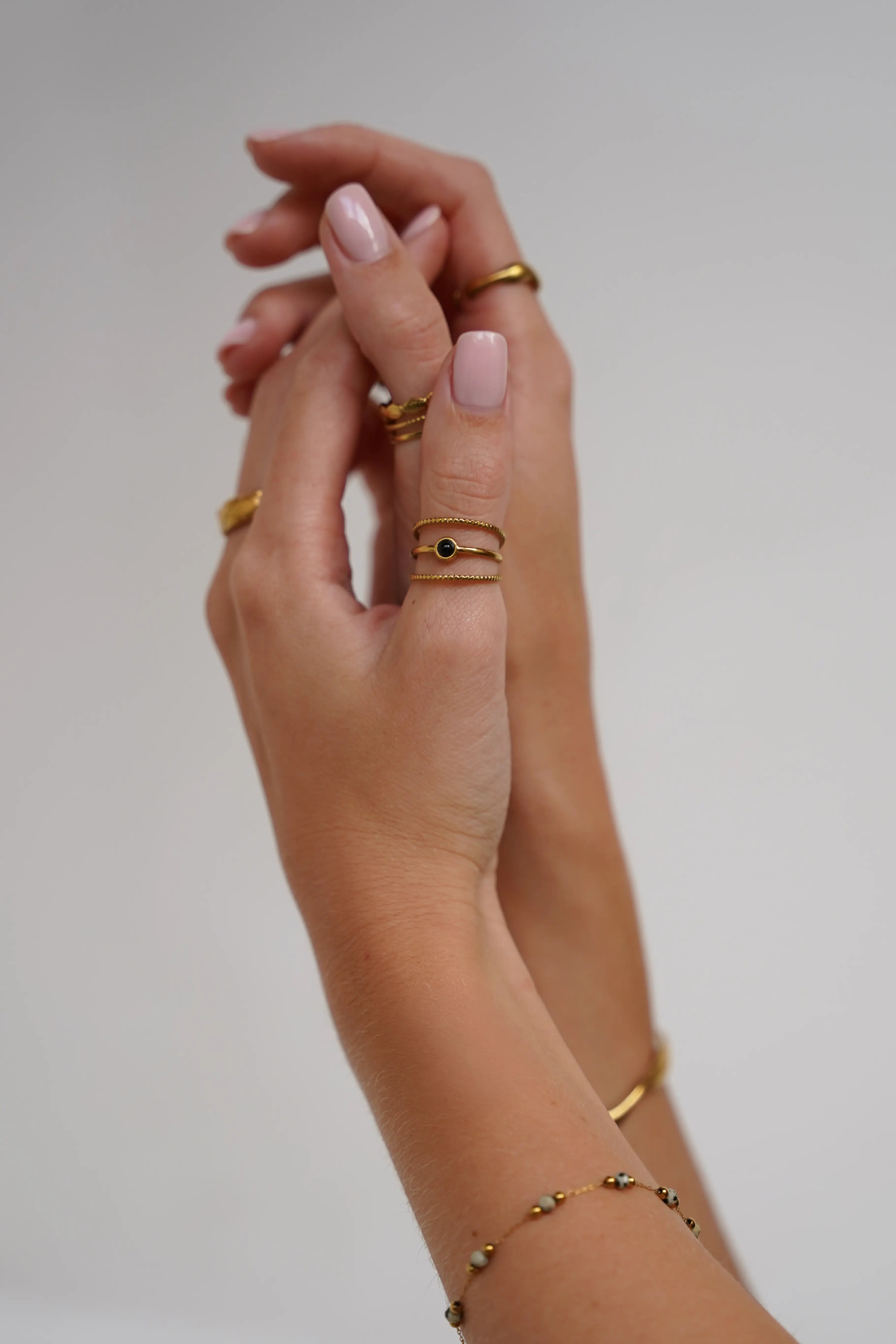 Aarya - Ring - Natural Stone - Stainless Steel - Adjustable