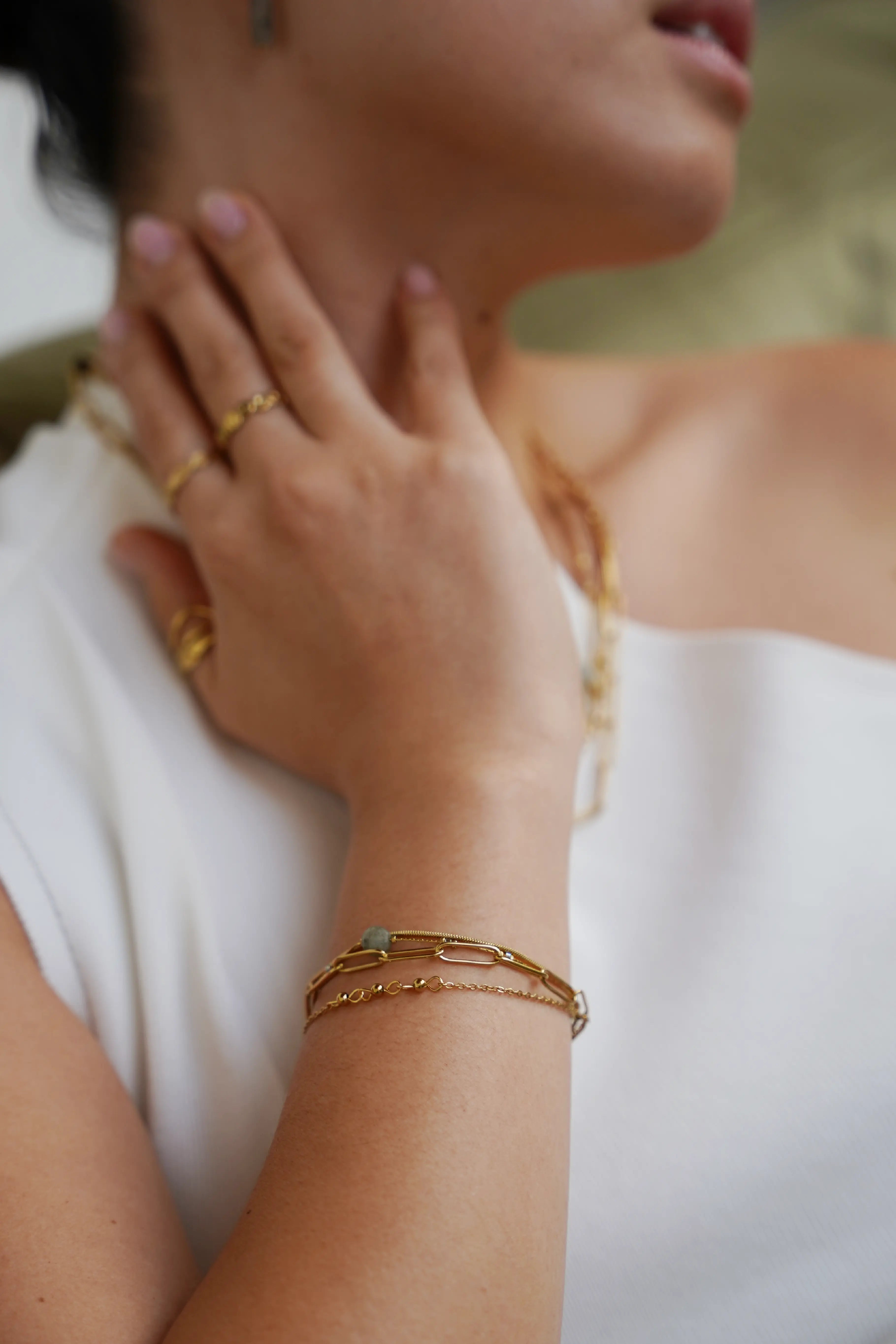 Eloise - Bracelet - Pierre naturelle - 4 couches - Acier inoxydable