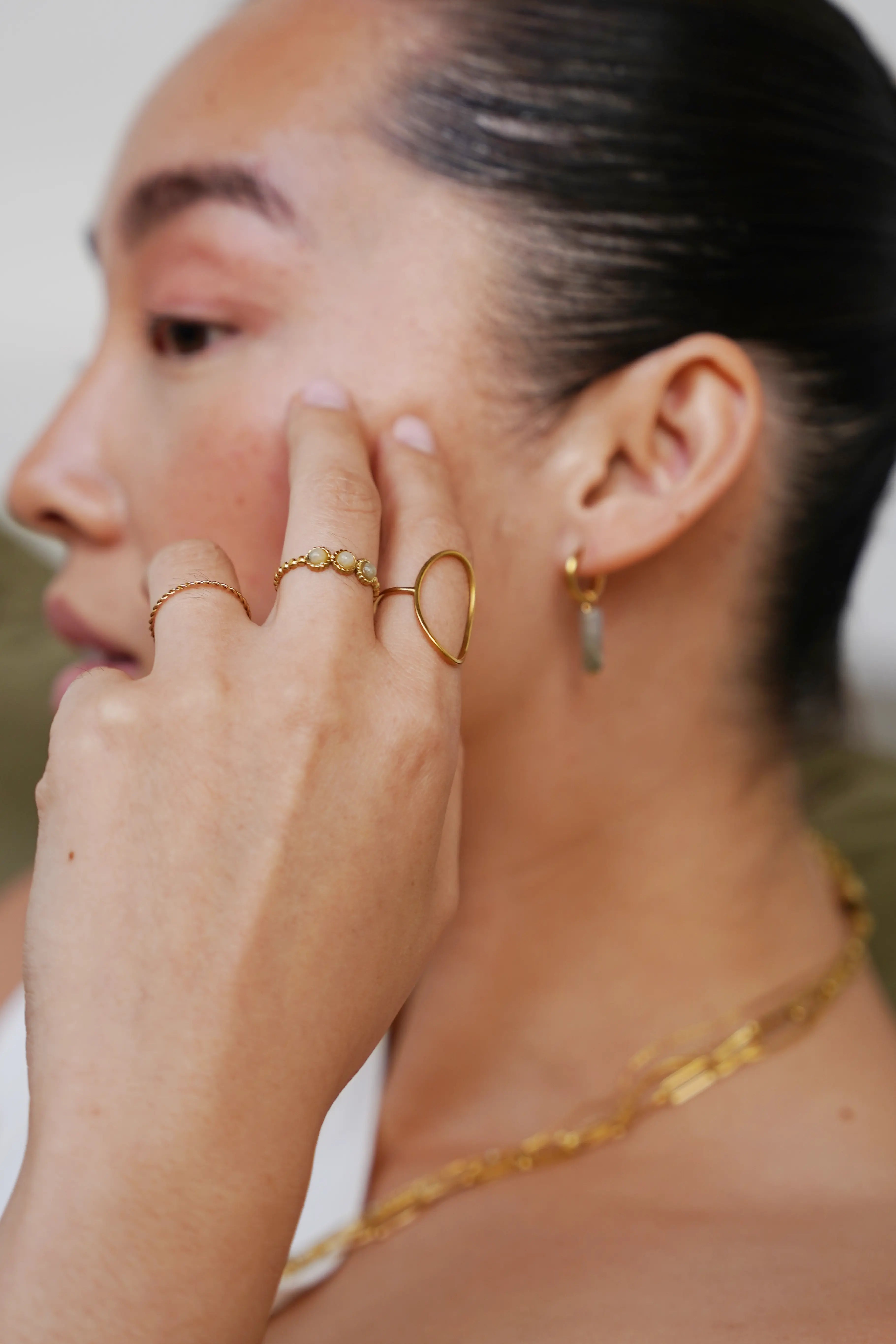 Demi - Ring - Natural Stone - Stainless Steel - Adjustable