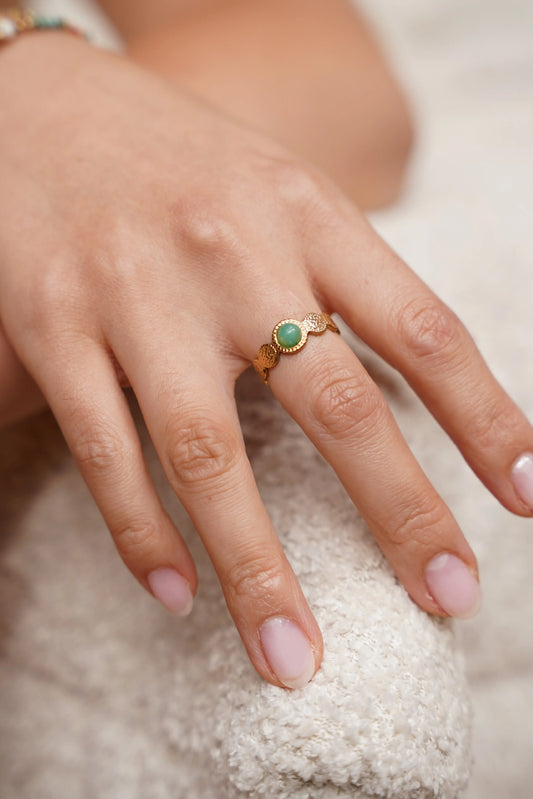 Noé - Bague - Pierre naturelle - Acier inoxydable - Ajustable