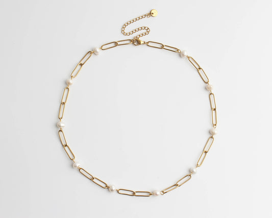 Pearly Chain - Necklace - Stainless Steel