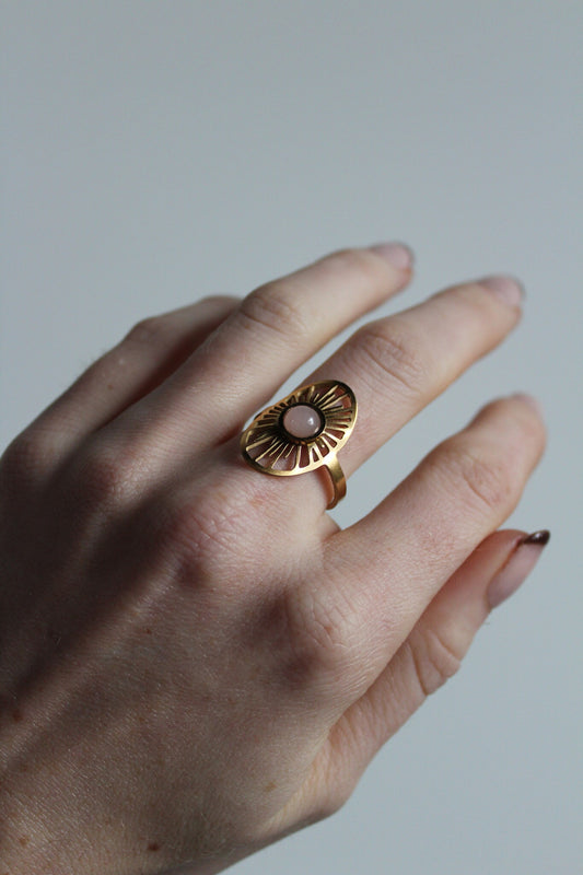 Claudia - Ring - Naturstein - Edelstahl - Verstellbar