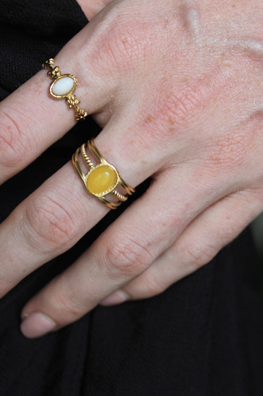 Lise - Bague - Pierre naturelle - Acier inoxydable - Ajustable