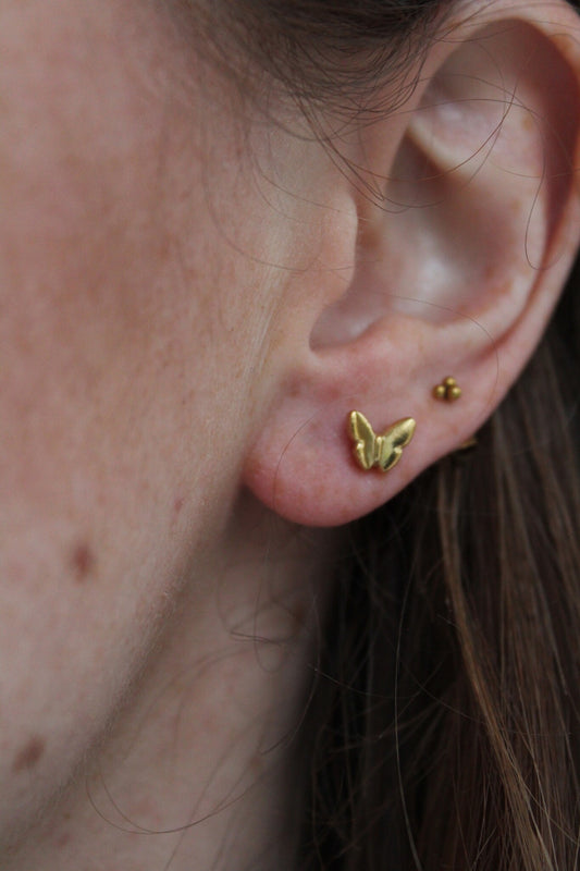 Butterfly - Studs - Pendientes - Acero inoxidable