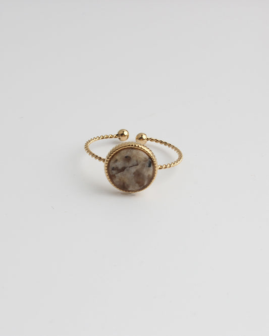 Caya - Anillo - Piedra natural - Acero inoxidable - Ajustable