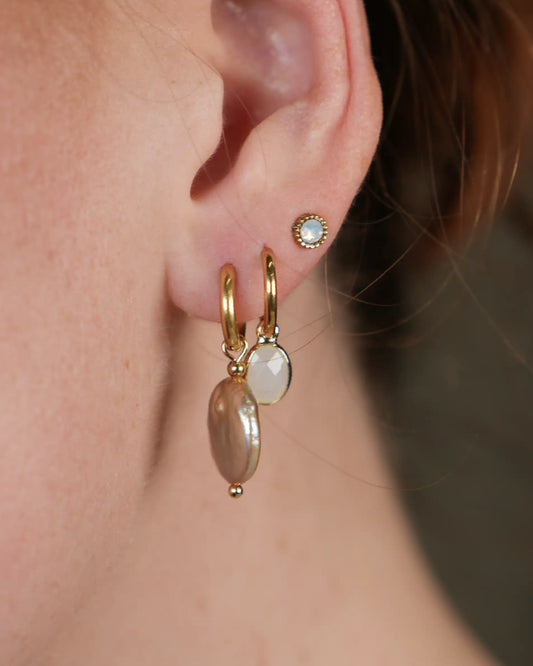 oorbel in het ovaalvorm in het wit